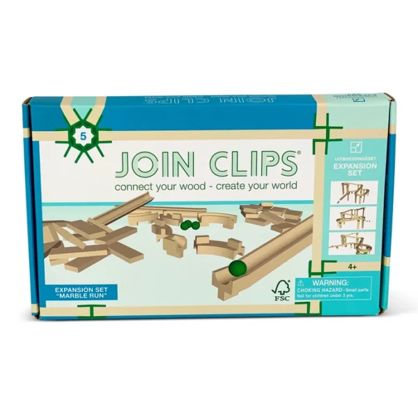 Join clips Uitbreidingsset Marble Run JOIN CLIPS Uitbreidingsset "Marble Run / Knikkerbaan" – Bouw je eigen houten knikkerbaan!