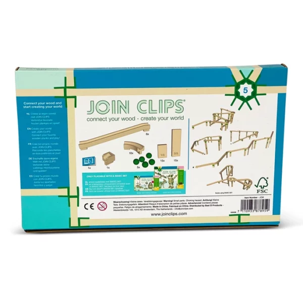 Join clips Uitbreidingsset Marble Run1 JOIN CLIPS Uitbreidingsset "Marble Run / Knikkerbaan" – Bouw je eigen houten knikkerbaan!