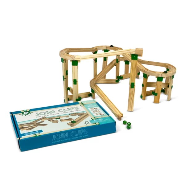 Join clips Uitbreidingsset Marble Run2 JOIN CLIPS Uitbreidingsset "Marble Run / Knikkerbaan" – Bouw je eigen houten knikkerbaan!