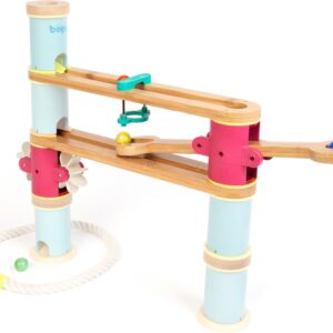 Boppi - uitbreidingspakket houten knikkerbaan- met wipwap & schoeprad
