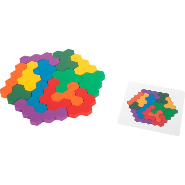 Educatief spel houten puzzel zeshoek1 Small Foot Houten Vormenpuzzel Hexagon