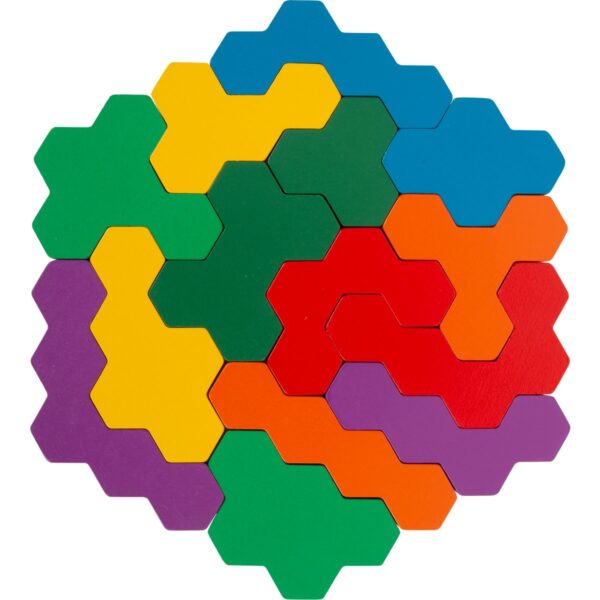 Educatief spel houten puzzel zeshoek2 Small Foot Houten Vormenpuzzel Hexagon