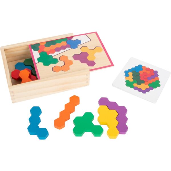 Educatief spel houten puzzel zeshoek3 Small Foot Houten Vormenpuzzel Hexagon