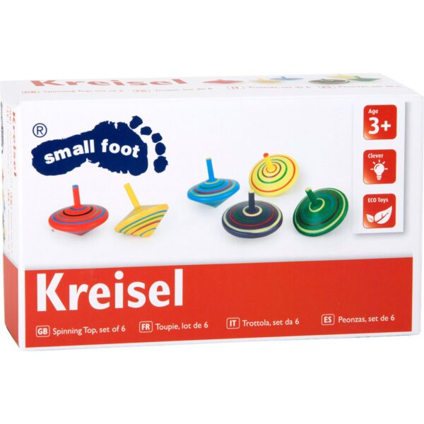 Small Foot Gestreepte houten tollen