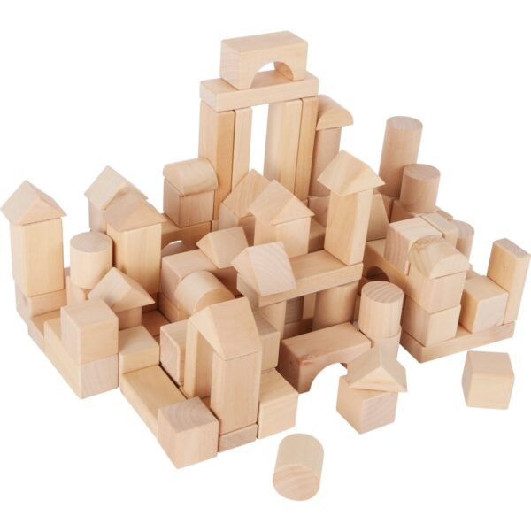 Houten bouwblokken naturel 100 stuks in een zak Small Foot Houten bouwblokken naturel 100 stuks in een zak