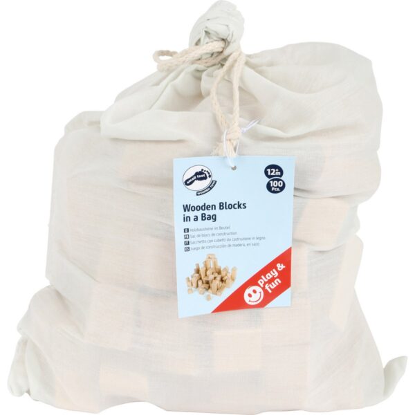 Houten bouwblokken naturel 100 stuks in een zak2 Small Foot Houten bouwblokken naturel 100 stuks in een zak