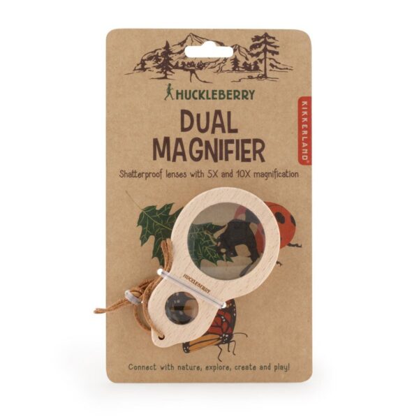 Huckleberry dual magnifier 3 Kikkerland Huckleberry Dual Magnifier Vergrootglas 5x10 cm - Hout