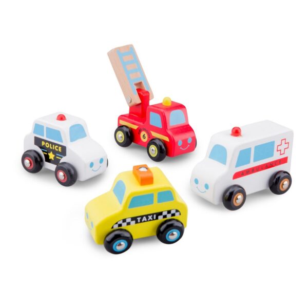 New classic toys Voertuigenset 4 auto's taxi, politie, brandweer en ambulance