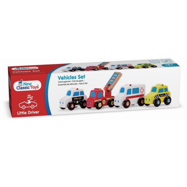 New classic toys Voertuigenset 4 auto's taxi, politie, brandweer en ambulance