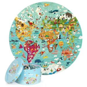 4RWD wereldkaartpuzzel puzzel rond formaat in op berg doos 150 stukjes