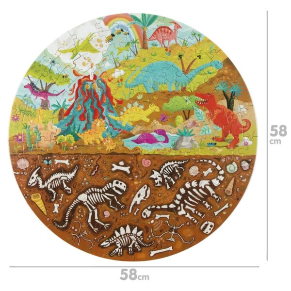 dino puzzel 2 4WRD Dinopuzzel rond formaat in opbergdoos 150 stukjes