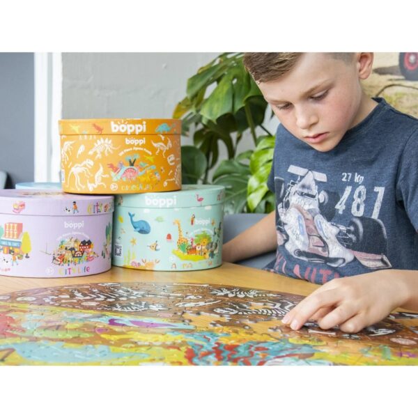 dino puzzel 3 4WRD Dinopuzzel rond formaat in opbergdoos 150 stukjes