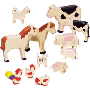 Goki Houten Boerderijdierenset, 12dlg