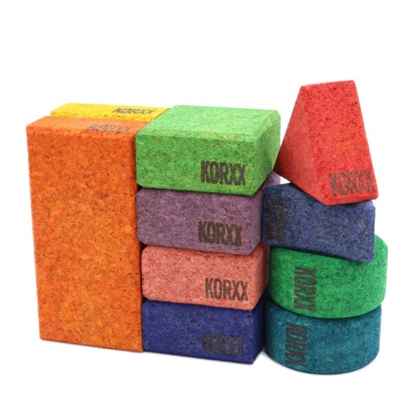 Korxx Baby C - 10 gekleurde kurk blokken1 KORXX Baby C blokken van kurk