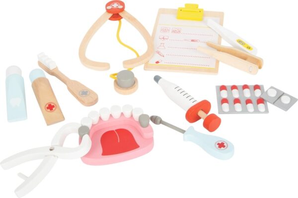 Tandartskoffer Small Foot - Houten Dokter en Tandarts 2 in1 Set in Koffer.
