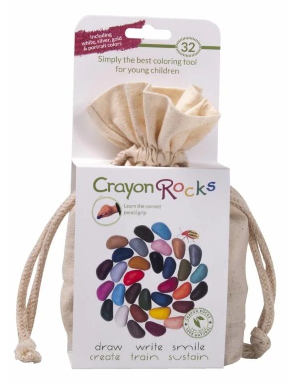 Crayon Rocks Twee-en-dertig (32) Crayon Rocks in ecru katoenen zakje