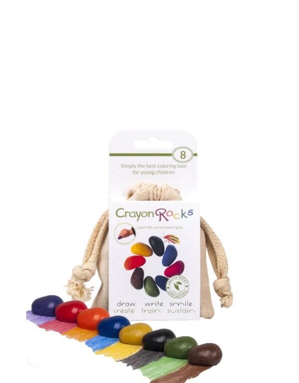 Crayon Rocks Acht (8) Crayon Rocks in een ecru katoenen zakje