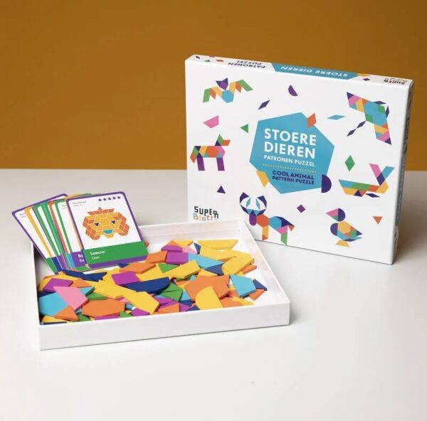superblocco-dierenpuzzel-patronen 4 SuperBlocco Stoere Dieren Patronenpuzzel Hout Vormenpuzzel Tangram