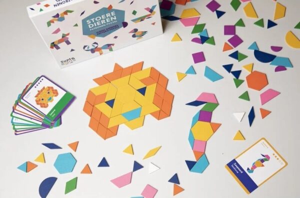 superblocco-dierenpuzzel-patronen SuperBlocco Stoere Dieren Patronenpuzzel Hout Vormenpuzzel Tangram
