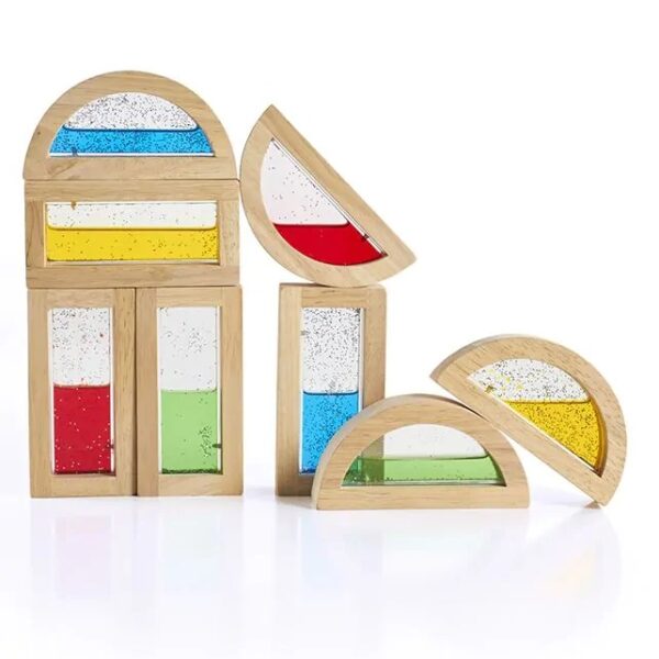 Guidecraft - 8 houten blokken gevuld met glinsterend water