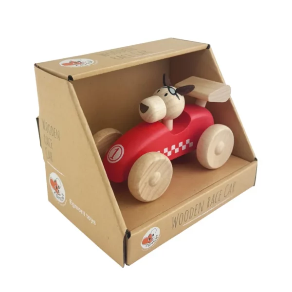 houten raceauto1 Houten raceauto met hond - Egmont Toys