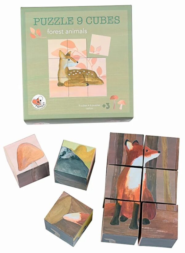 kubuspuzzel bosdieren Egmont Toys Kubuspuzzel blokpuzzel 9 stuks bosdieren