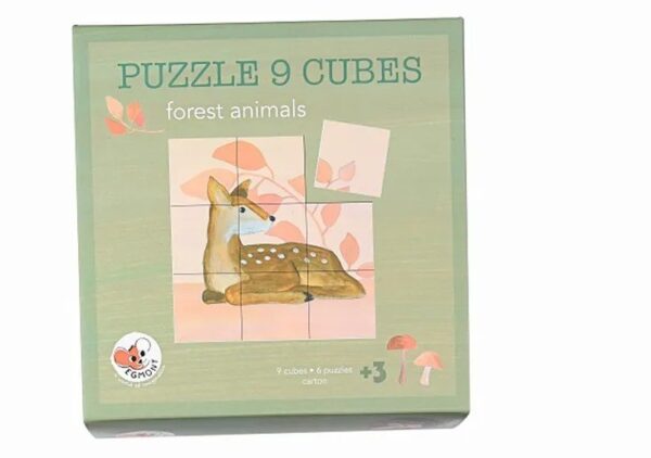 kubuspuzzel bosdieren doos Egmont Toys Kubuspuzzel blokpuzzel 9 stuks bosdieren