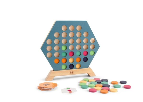 3bijelkaar BS Toys Houten speelgoed - 3 bij elkaar (variant van 4 op een rij)