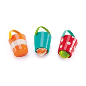 3 emmers van happy buckets set naast elkaar