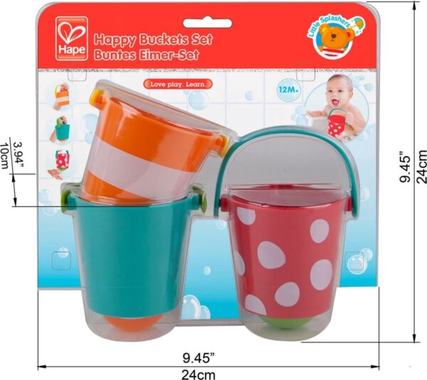Happy buckets set in verpakking met de maten erbij