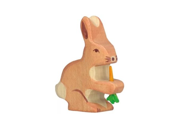 Holztiger konijn met wortel Holztiger Haas met wortel. 6 cm.