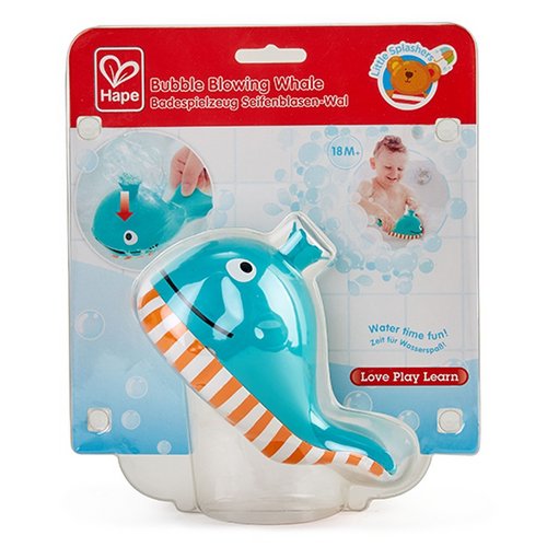 Hape Bubble Blowing Whale in verpakking – vrolijk en veilig badspeelgoed