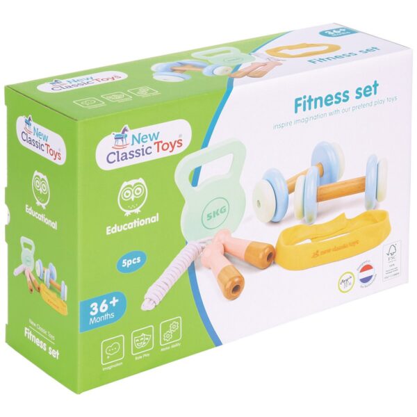 fitnesset3 New Classic Toys Houten Speelgoed Fitness Set - 5 onderdelen