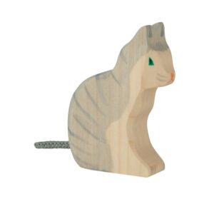 Holztiger Kat, zittend.