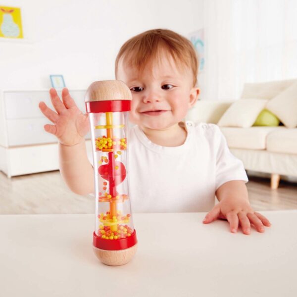 regenmaker rood3 Hape Regenmaker – Rood | Zintuiglijk Speelgoed voor Baby’s
