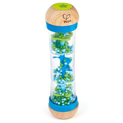 regenmakerblauw Hape Regenmaker Blauw – houten en kunststof babyspeelgoed met rustgevend regengeluid