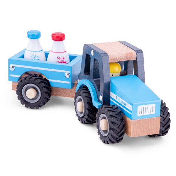New Classic Toys Tractor met Aanhanger - met melkflessen
