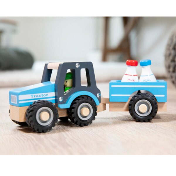 New Classic Toys Tractor met Aanhanger - met melkflessen