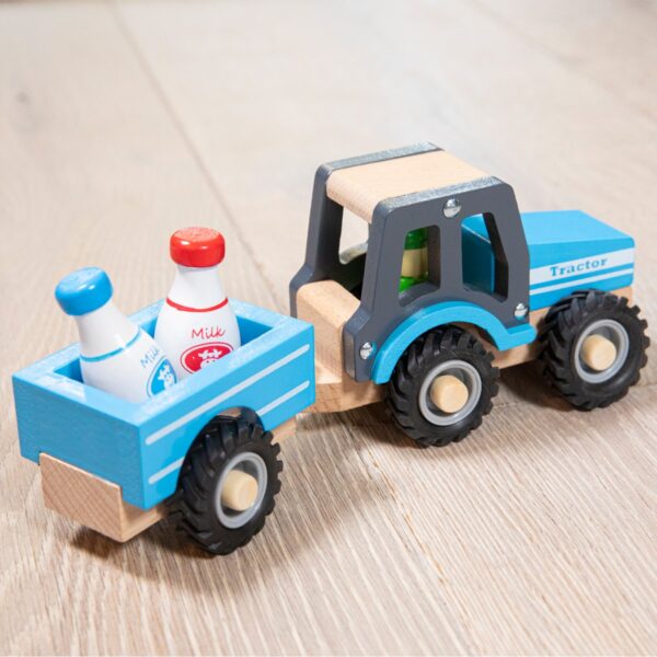 New Classic Toys Tractor met Aanhanger - met melkflessen