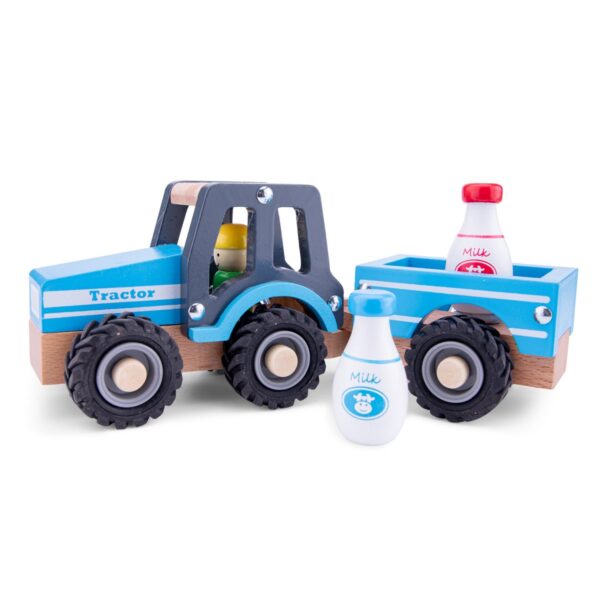 New Classic Toys Tractor met Aanhanger - met melkflessen