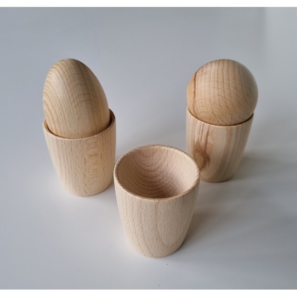 Eierdopje - Beker glat 44mm Ø x 50mm hoog Houten beker glad te gebruiken in sensory bak