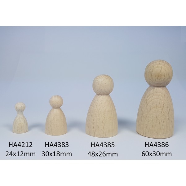 Kegelpoppetje – Bol 60×30 mm Kegelpoppetje peg doll met ribbels (Bijtje)
