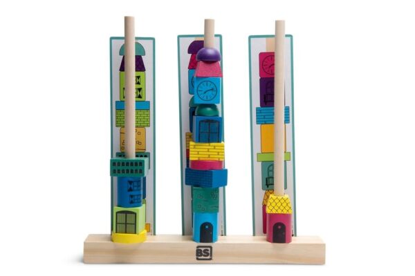Stapeltorens1 BS Toys Stapeltorens Hout – Educatief Stapelspel