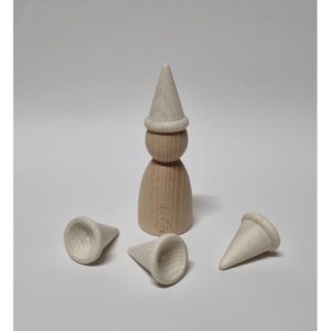 Houten Clownshoed voor kegelpoppetje / peg doll