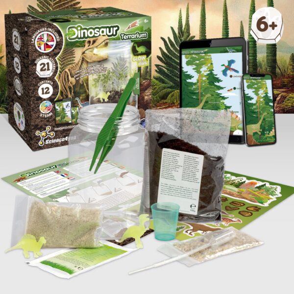 jurrasic2 Science4you Glow in the Dark Dino Terrarium - Bouw je Eigen Mini-Ecosysteem – STEAM - Experimenteerset