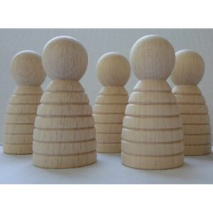 Kegelpoppetje peg doll met ribbels (Bijtje)