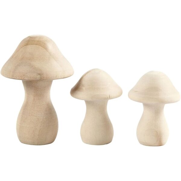 paddestoelen set 3 Houten Paddenstoelen (set 3 stuks)