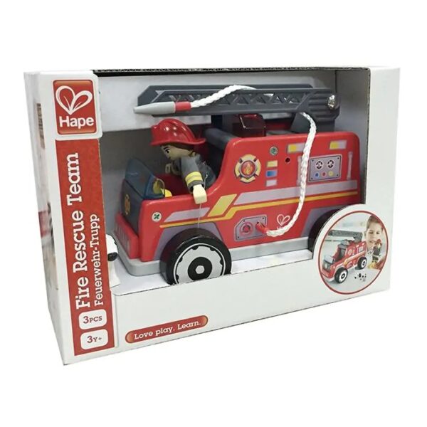 brandweer1 Hape Houten Brandweerauto met brandweerman