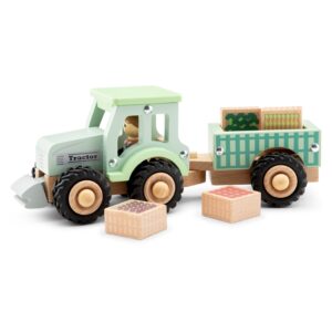 New Classic Toys Houten tractor met aanhanger en groente