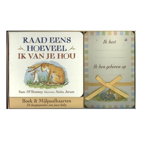 hazeltje2 Raad eens hoeveel ik van je hou - boekje en mijlpaalkaarten - Sam McBratney
